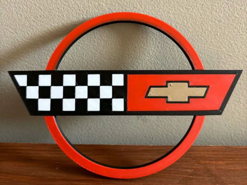 Chevrolet Corvette Crossed Flags Emblem / Logo