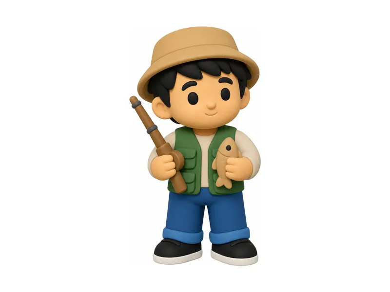 Fishing Buddy Mini Figure - Cute Desk Collectible