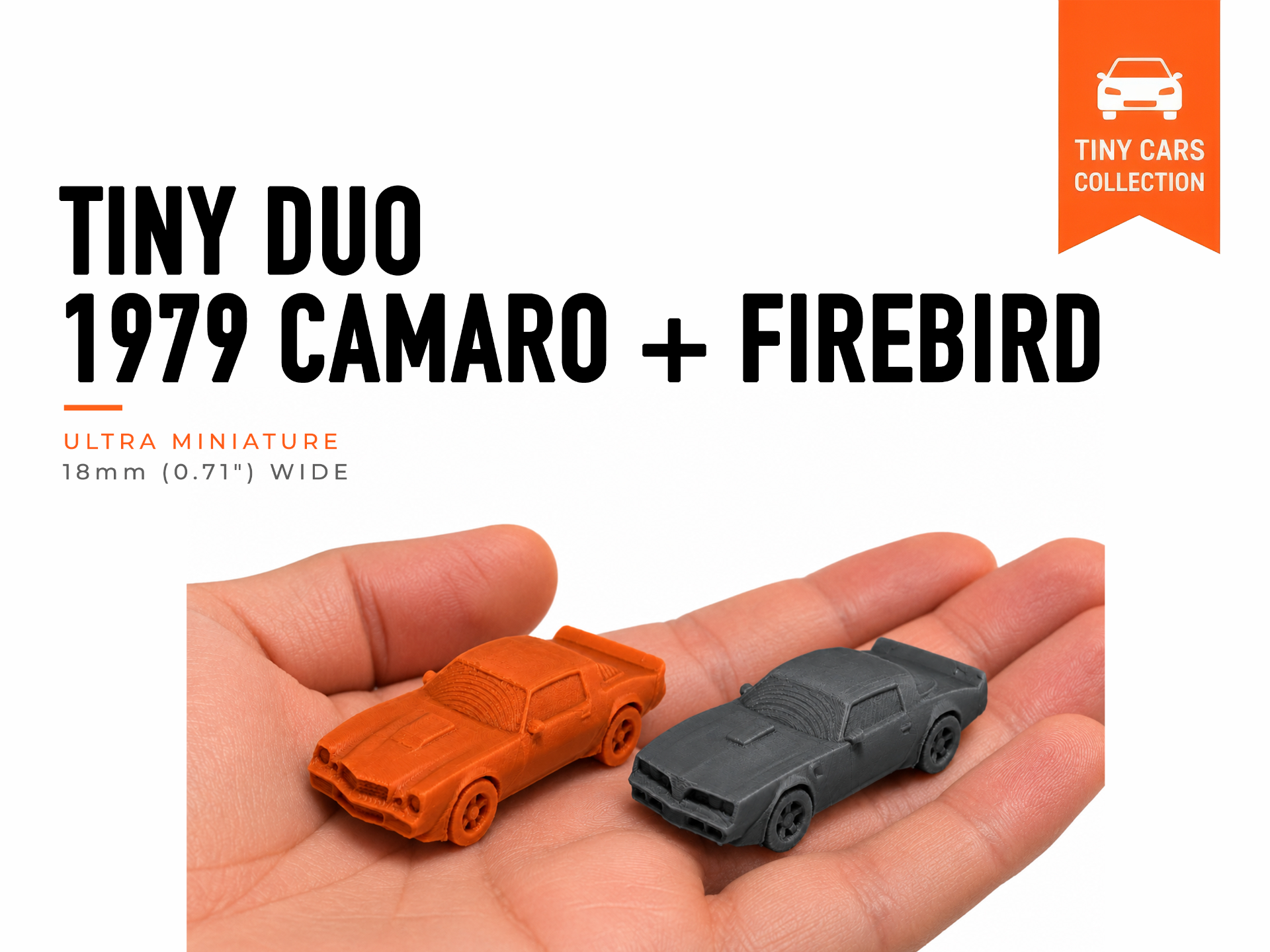 Tiny Duo - 1979 Camaro & 1979 Firebird - Mini Cars - 3D printed Other Miniatures, in stock in India
