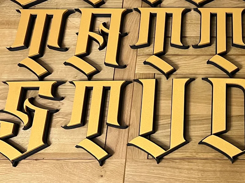 custom sign / font A to N