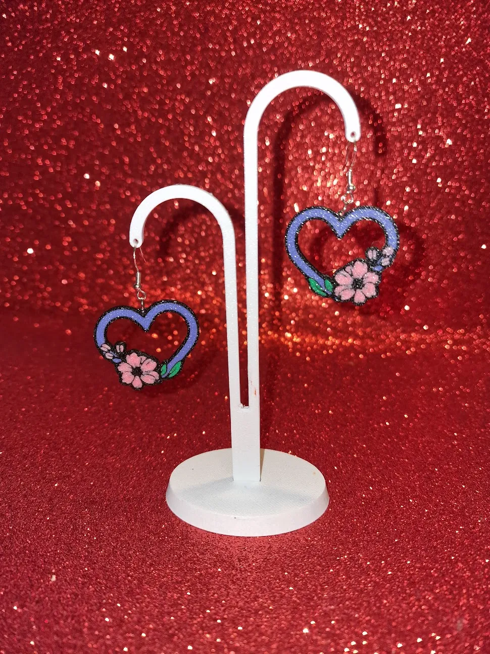 Flower heart earrings view 3