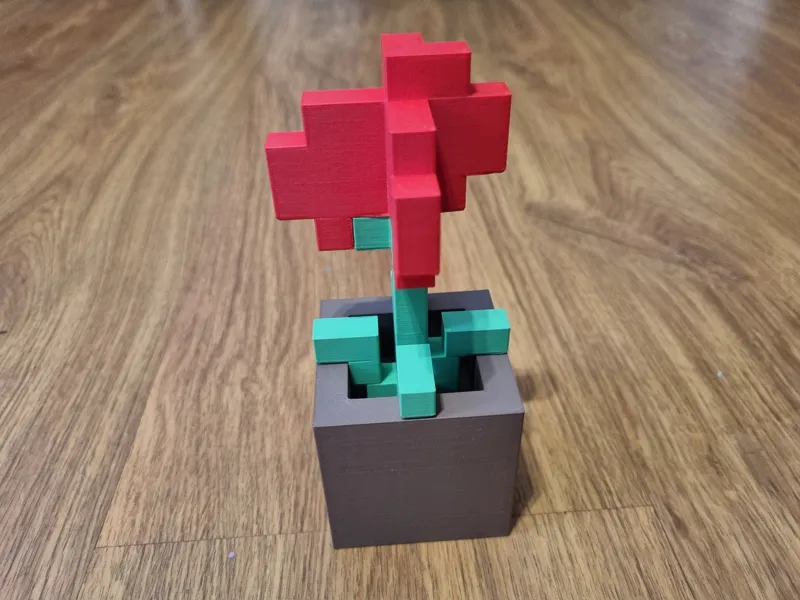 Minecraft Flower Poppy Pot (no glue)