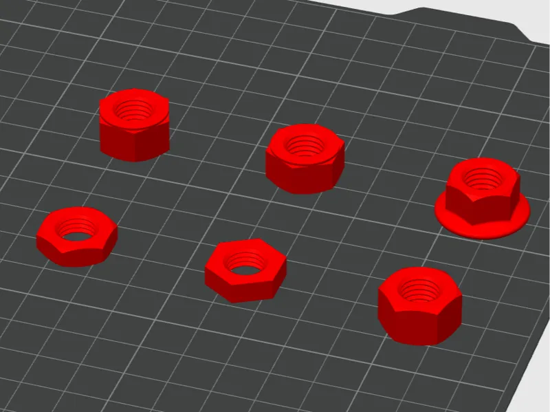 M10 nuts with standard ISO threads 