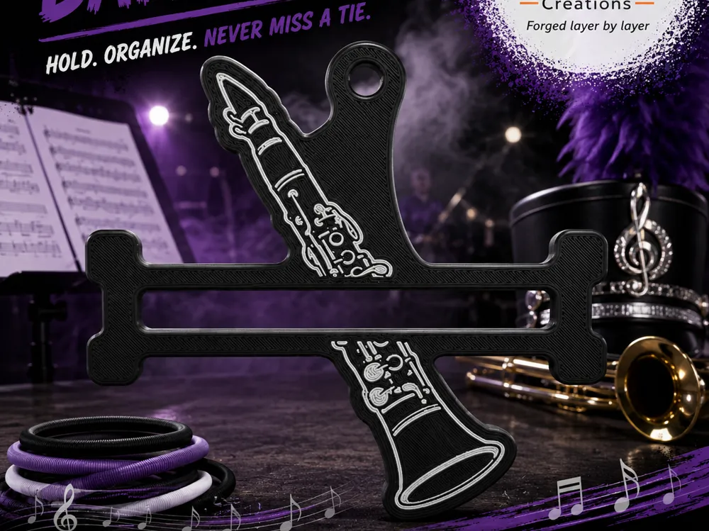 Accesorio para sujetar ligas de cabello: Clarinet Hair Tie Holder Keychain. Referencia del modelo original.