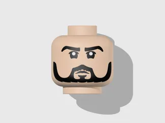 Mega Minifigure Head Serious Face with Beard