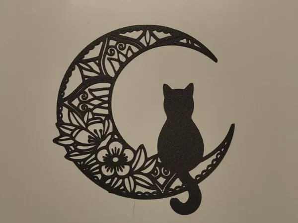 Décoration murale chat et lune, style tribal