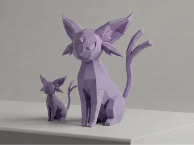 Low Poly Espeon - Stylized Pokémon Desktop Friend