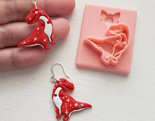 Cute T-rex Dinosaur Polymer Clay Earring Cutter