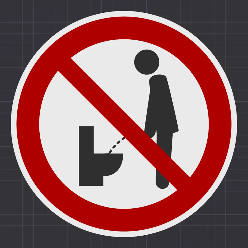 No peeing while standing sign 200mm - ISO 7010