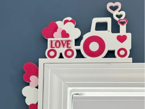 Valentine's Day Door Corner Decor - Heart Tractor