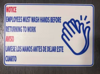 Employees Must wash Hands sign