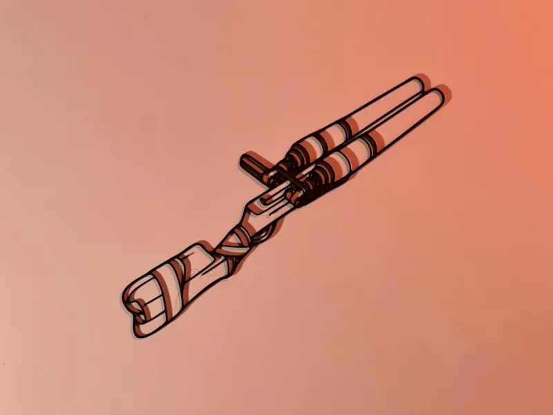 Art mural Line Art Double Barrel Shotgun Rust