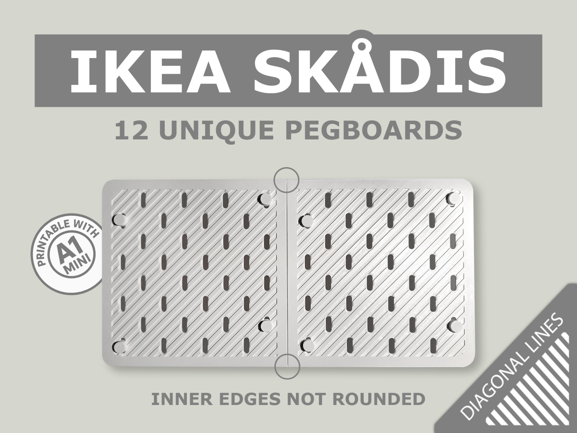 IKEA SKADIS Pegboard – A1 Mini – DIAGONAL LINES