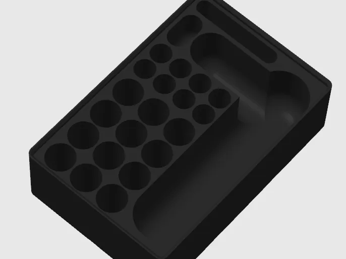 Ikea STENKOL Gridfinity bin: charger + batteries 