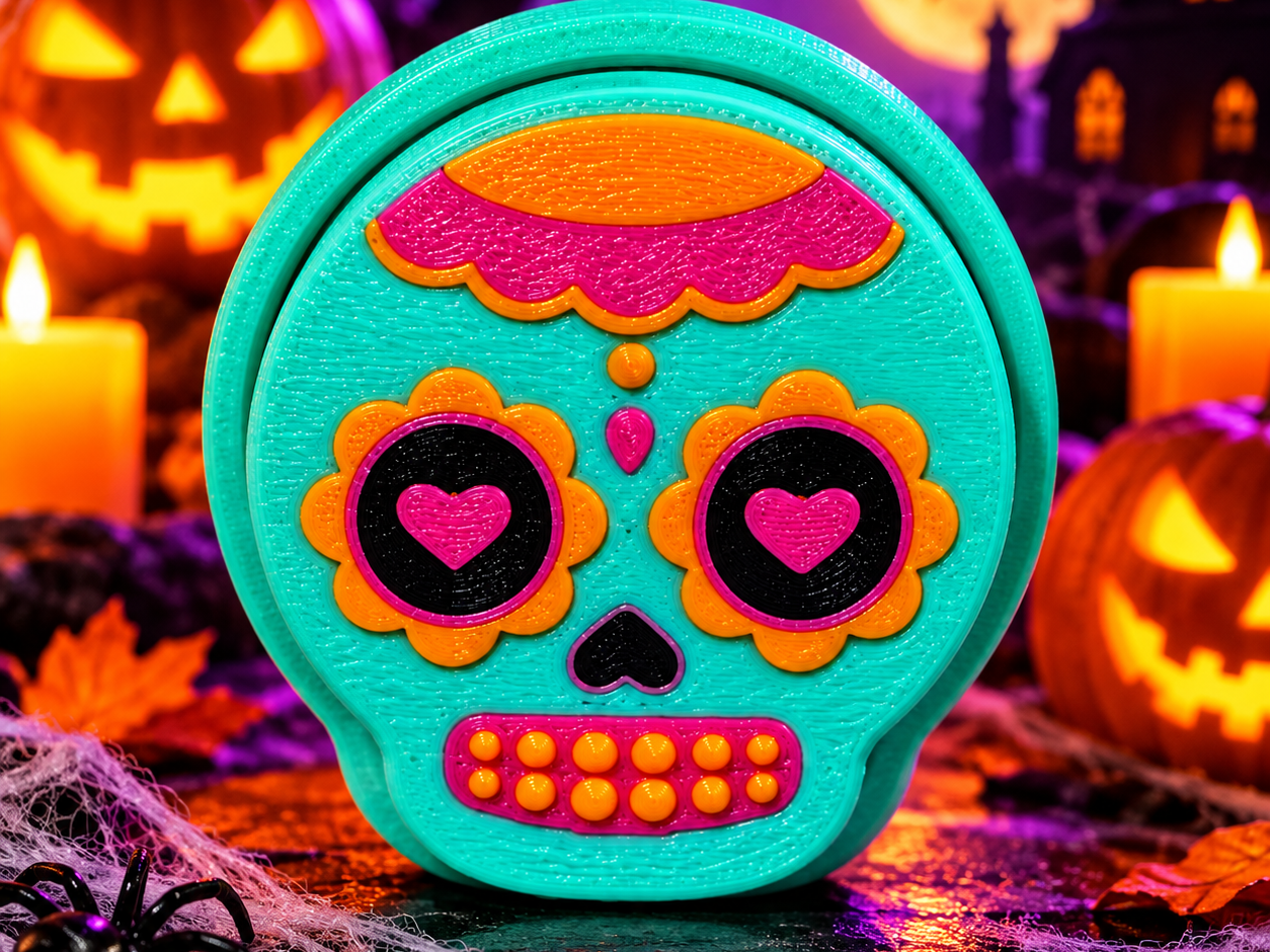 Halloween Sugar Skull (Flowers eyes Heart) 3D model