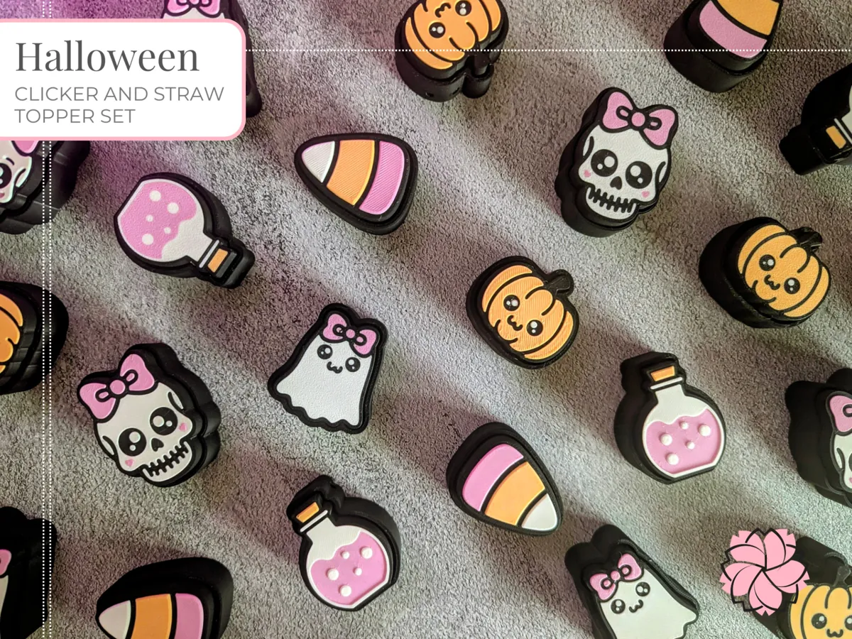 Halloween Clicker and Strawtopper Set by Plushie MakerWorld: Download Free 3D Models - 3D model önizlemesi