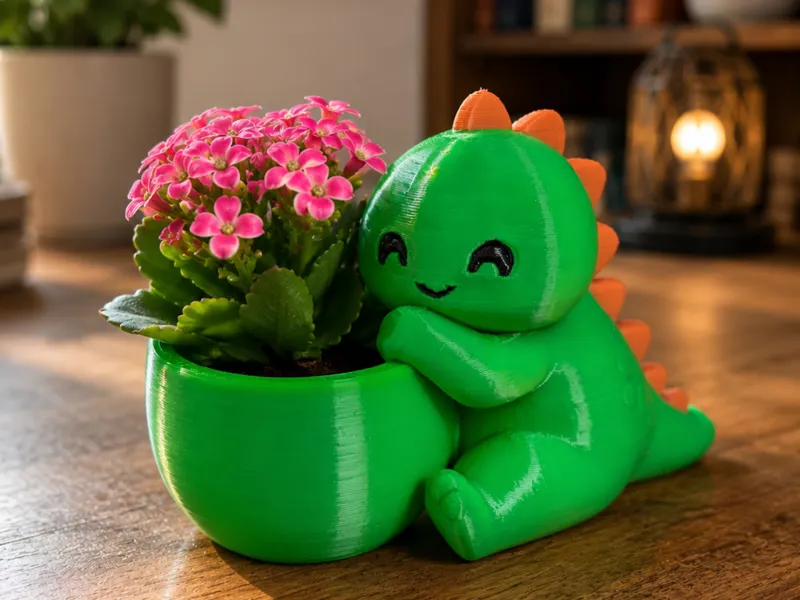 Cute Dinosaur Hugging Planter – Adorable Plant Pot