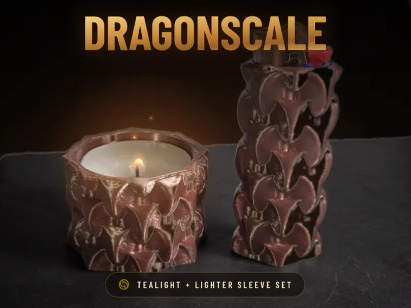 Dragon Scale Desk Set — Lighter & Candle