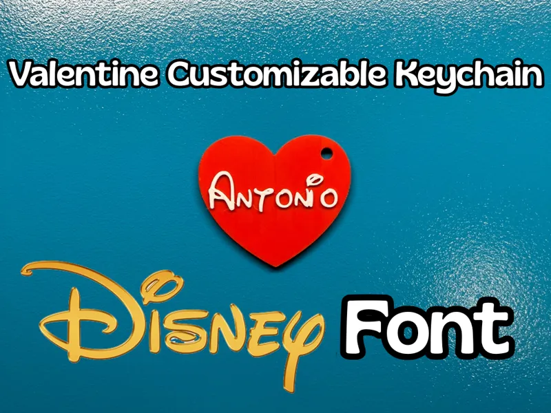 Valentine Customizable Keychaine - Disney Font