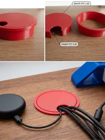 Tapa o cubierta: Customizable Desk Cable Grommet with Snap-Fit Lid — vista de referencia 2