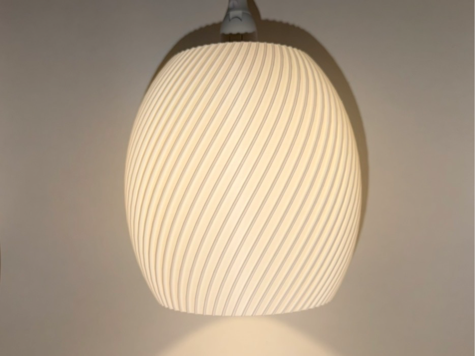 A modern swirly pendant lamp shade
