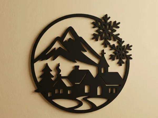 Village hivernal – décoration murale de Noël