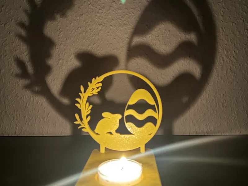 Teelichtdekoration Osterei mit Hase