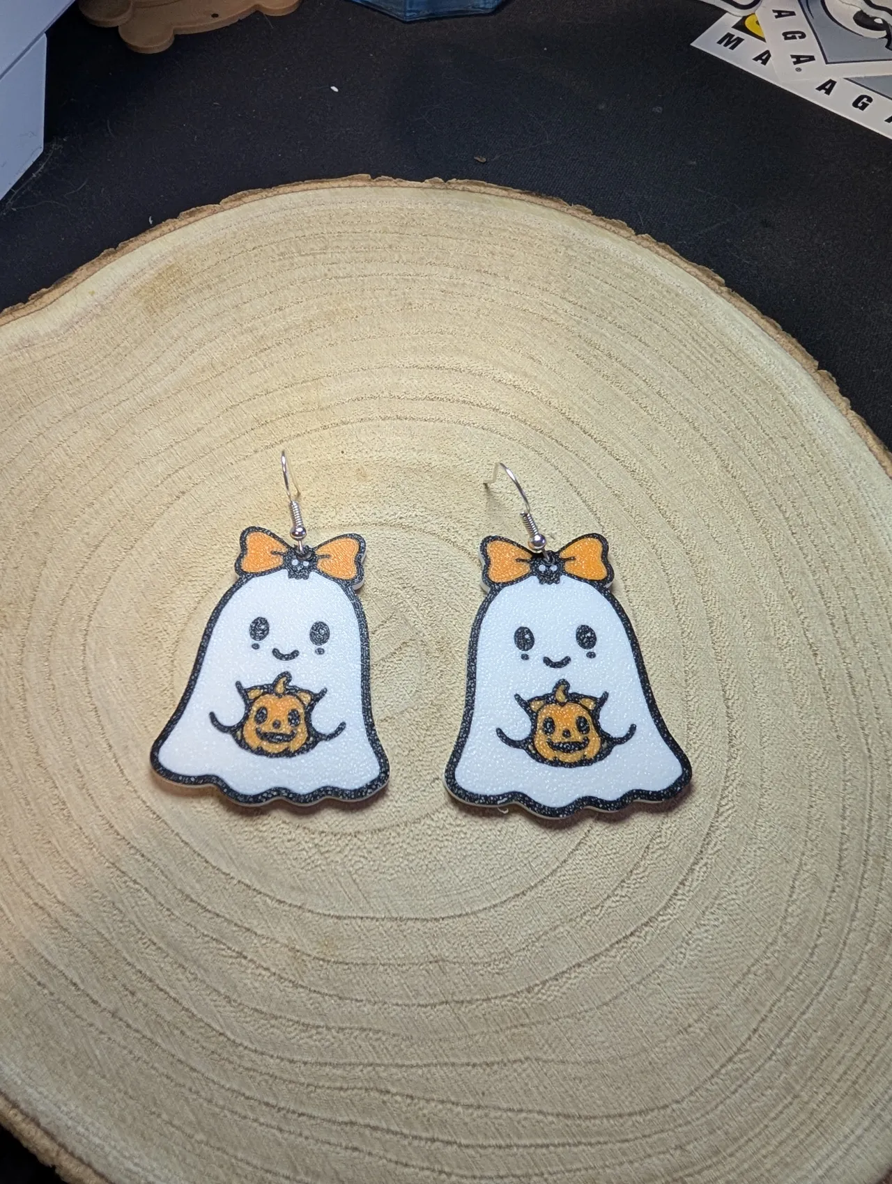 Cute Ghost Halloween Earrings view 2