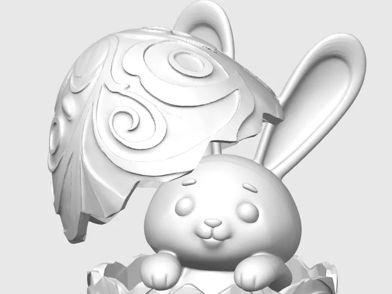 Easter Bunny popping out the egg