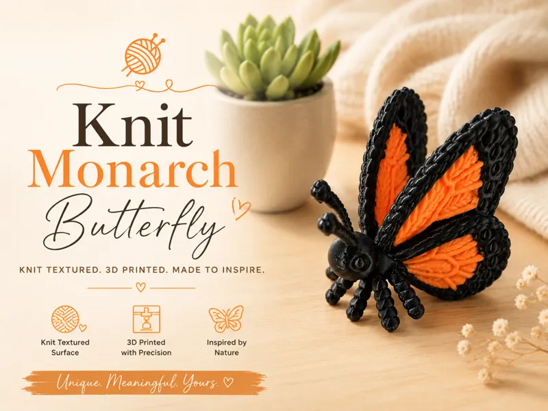Knit Textured Monarch Butterfly 
