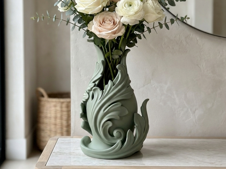 Sculptural Acanthus Leaf Vase - Elegant Decor