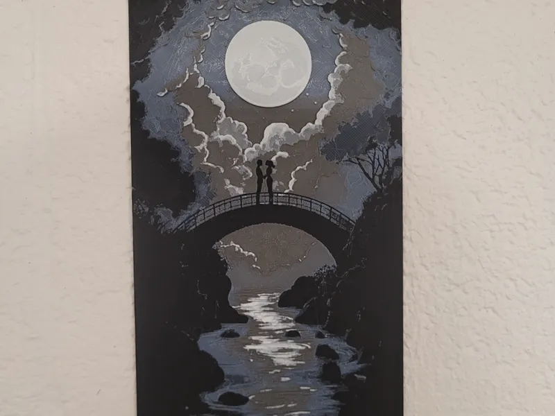 Moon Above Couple Silhouette Hueforge