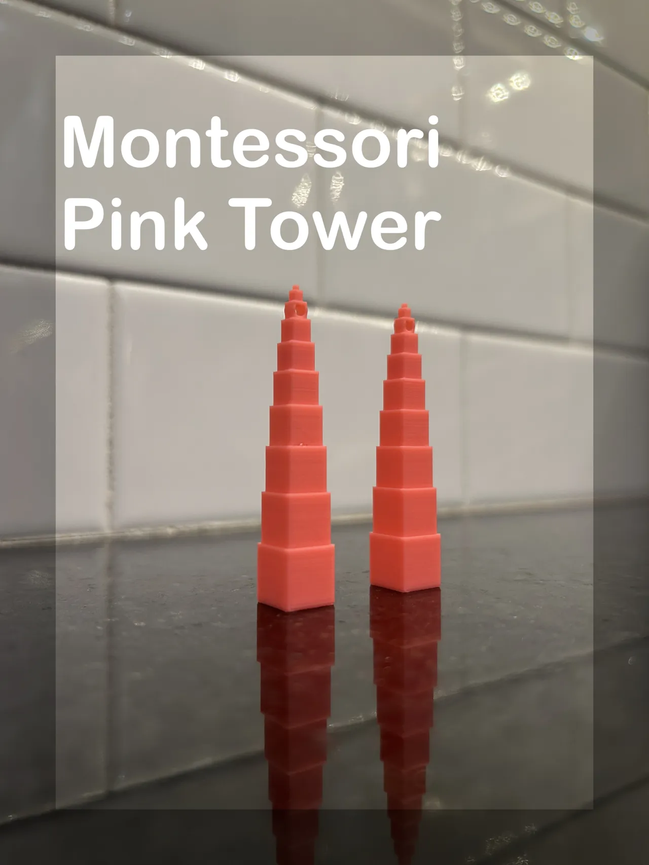 Montessori Pink Tower Earrings view 2