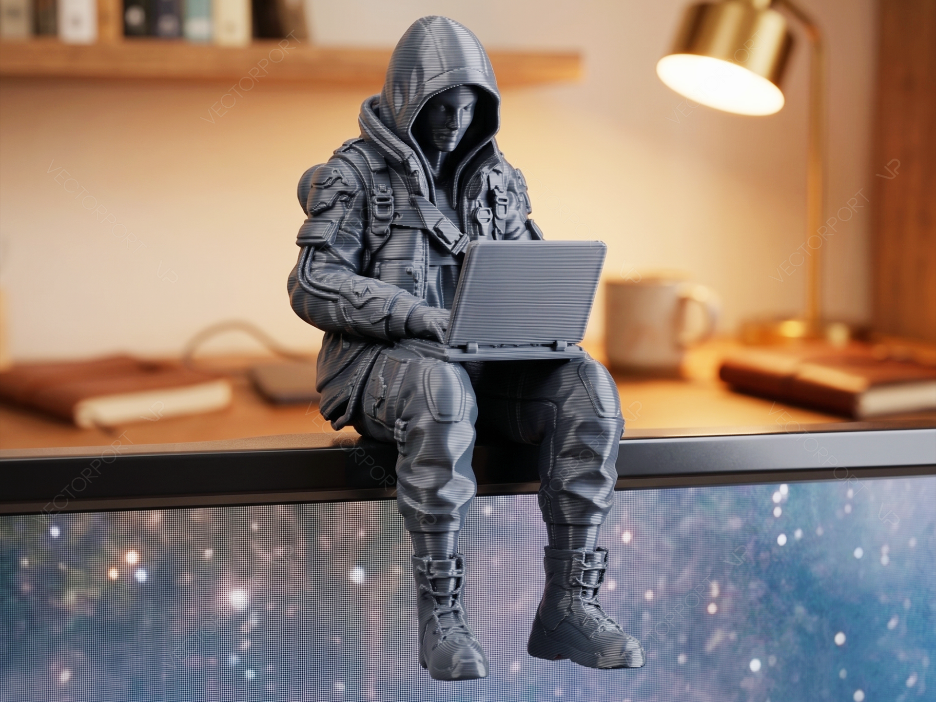 Cyberpunk Hacker Monitor Sitter Techwear #018