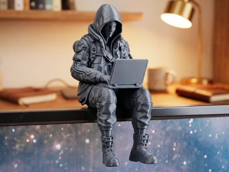 Cyberpunk Hacker Monitor Sitter Techwear #018