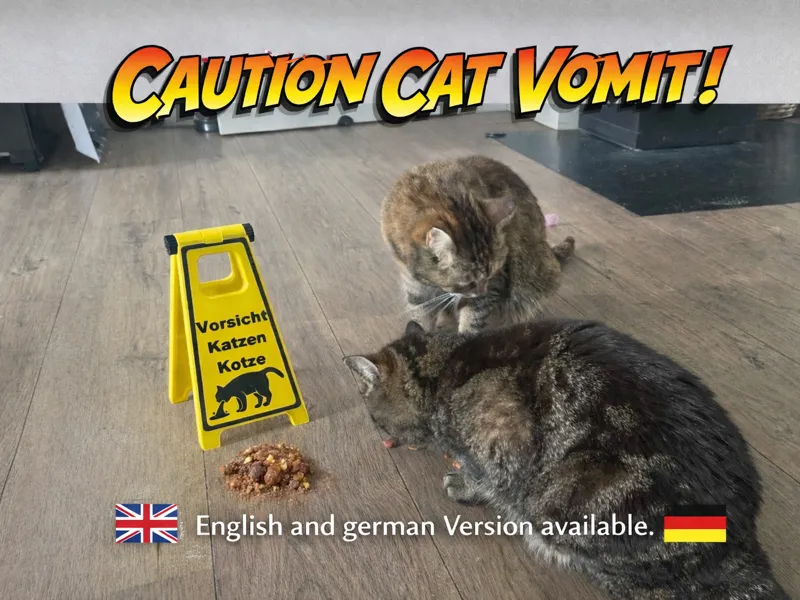 Floor Safety Sign - Caution Cat Vomit