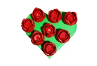 Glue roses to the heart base own number of roses