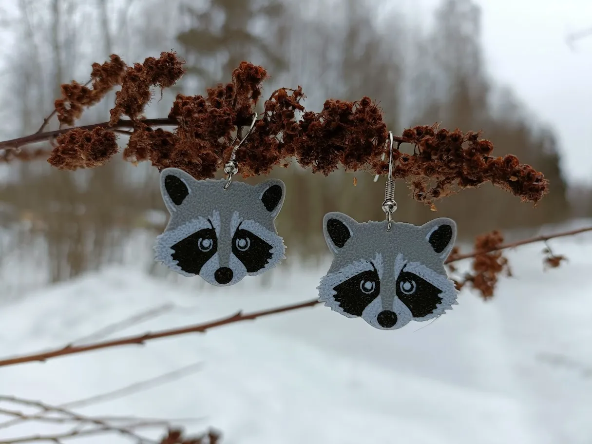 Cute Raccoon Earrings view 3