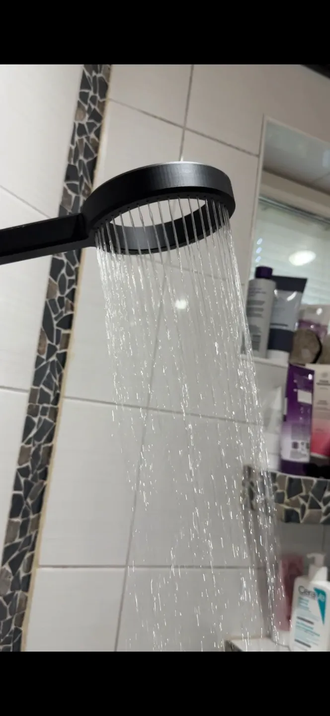Modern, minimalistic rainfall shower head view 2