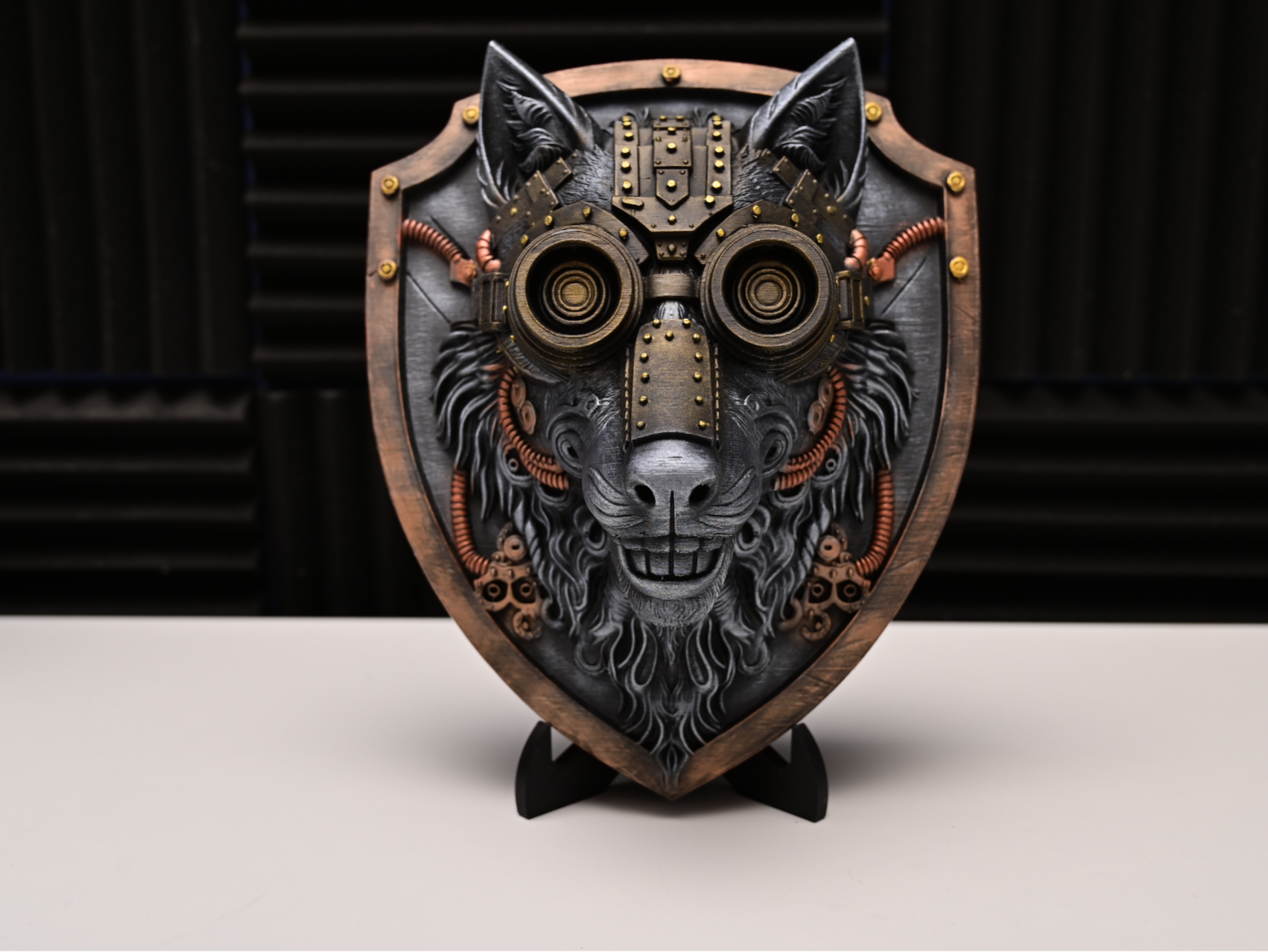 Steampunk Wolf Relief – Techno Beast Wall Plaque