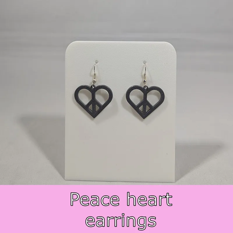 Peace heart earrings view 2