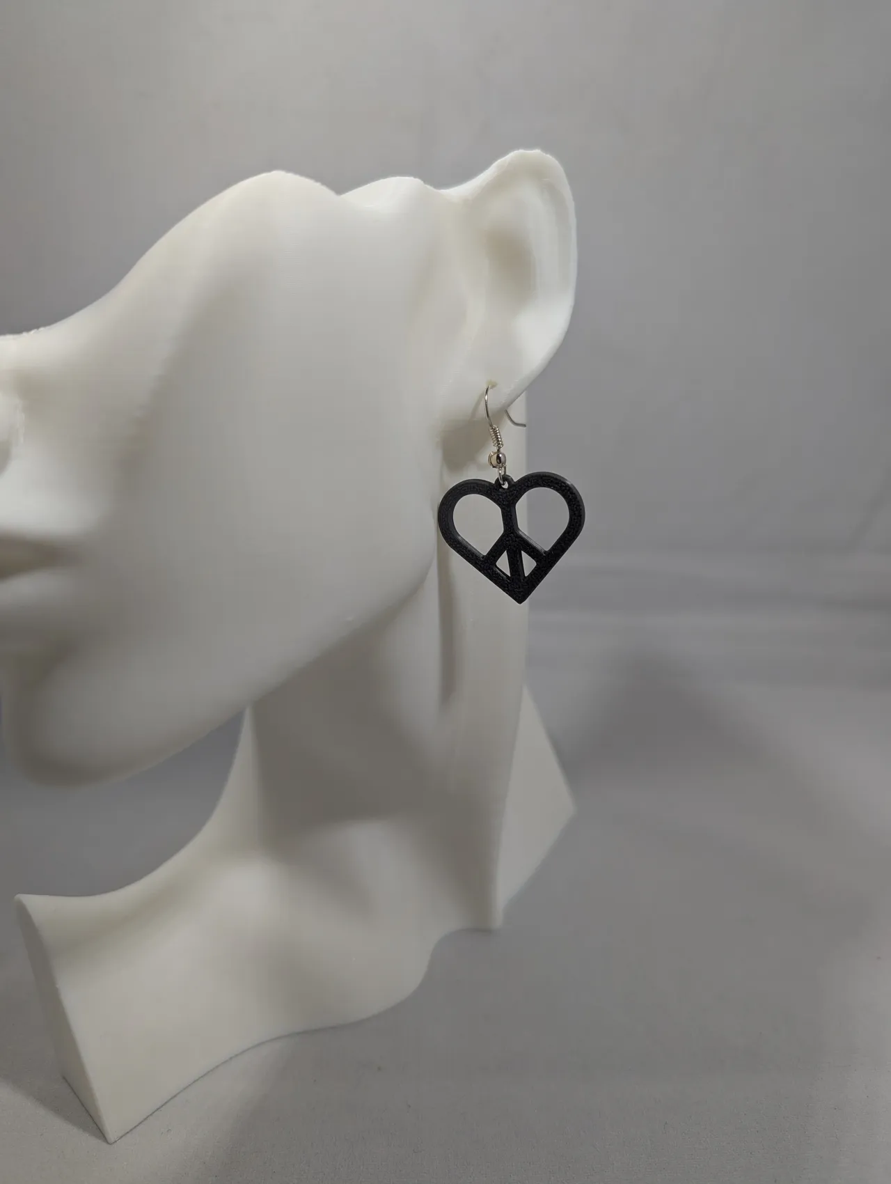 Peace heart earrings view 3