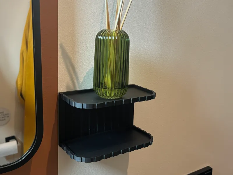 Minimal Double Bathroom Shelf  No-Drill Organizer 