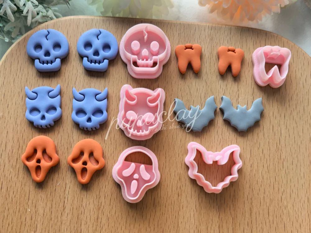 Cortador para modelado: Cute elements for Halloween polymer clay cutter. Referencia del modelo original.