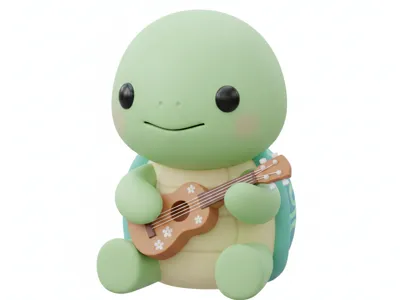 Turtle with ukulele