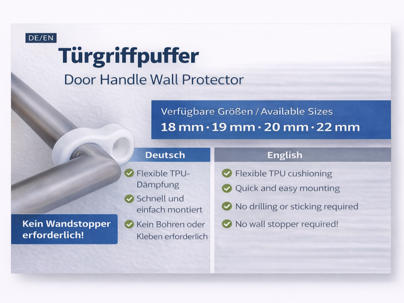 Door Handle Wall Protector TPU (18–22mm)