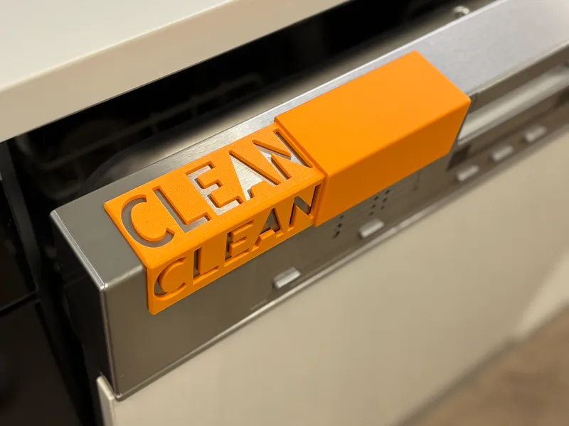 Angled dishwasher sign