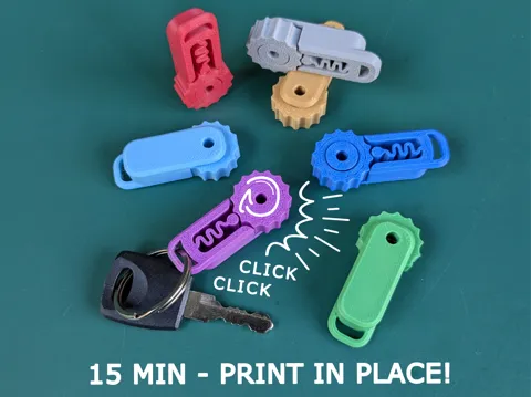 Fidget Click Keychain - Print in Place - 15 min