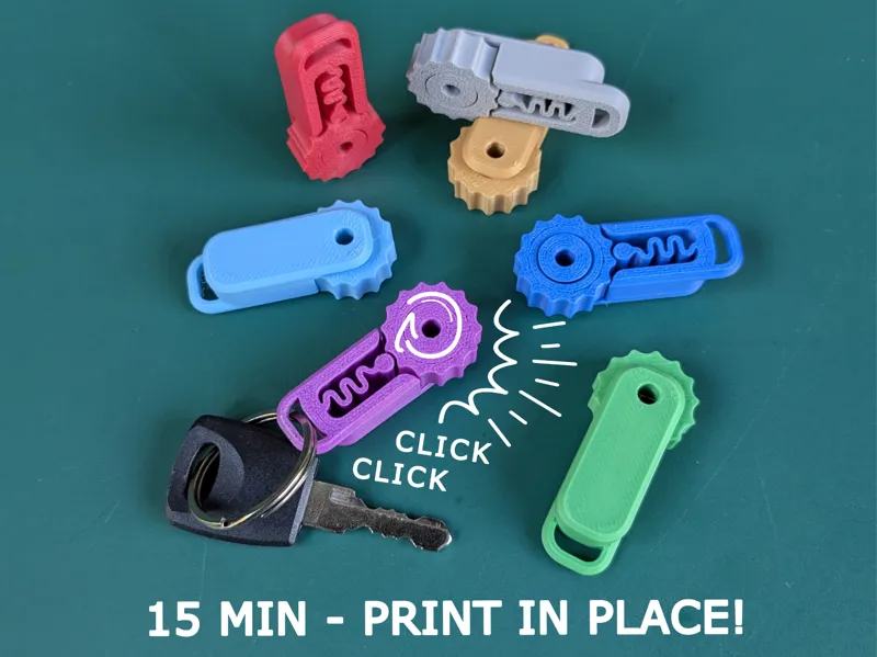 Fidget Click Keychain - Print in Place - 15 min
