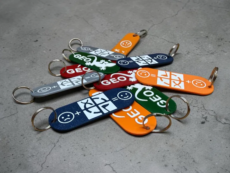 double-sided geocaching keychains